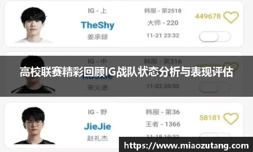高校联赛精彩回顾IG战队状态分析与表现评估